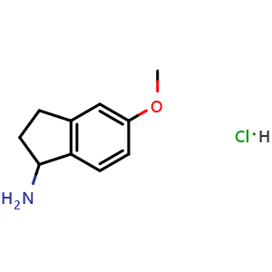 Chemical structure of 5-methoxy-2,3-dihydro-1H-inden-1-amine hydrochloride , CAS 41566-77-2, AChemBlock S87891