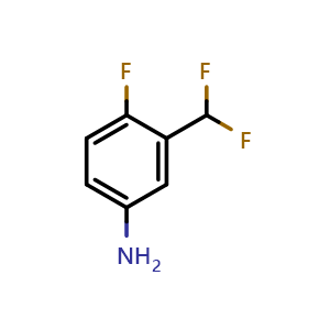 Chemical structure of 3-(difluoromethyl)-4-fluoroaniline , CAS 445303-96-8, AChemBlock S87898