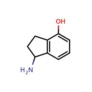 Chemical structure of 1-amino-2,3-dihydro-1H-inden-4-ol , CAS 479206-20-7, AChemBlock S87907