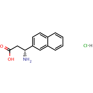 Chemical structure of (R)-3-amino-3-(naphthalen-2-yl)propanoic acid hydrochloride , CAS 499794-71-7, AChemBlock S87912