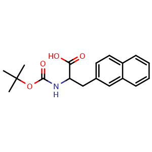 Chemical structure of 2-((tert-butoxycarbonyl)amino)-3-(naphthalen-2-yl)propanoic acid , CAS 56583-58-5, AChemBlock S87930