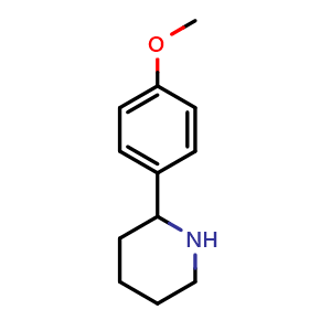 Chemical structure of 2-(4-methoxyphenyl)piperidine , CAS 63359-20-6, AChemBlock S87953
