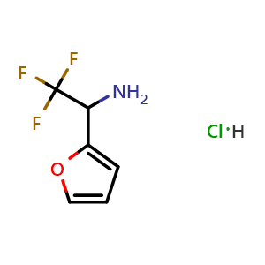 Chemical structure of 2,2,2-trifluoro-1-(furan-2-yl)ethan-1-amine hydrochloride , CAS 65686-91-1, AChemBlock S87960
