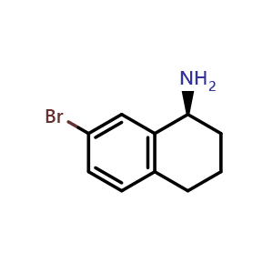 Chemical structure of (S)-7-bromo-1,2,3,4-tetrahydronaphthalen-1-amine , CAS 676135-95-8, AChemBlock S87971