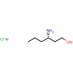 Chemical structure of (S)-3-aminohexan-1-ol hydrochloride , CAS 68889-62-3, AChemBlock S87982