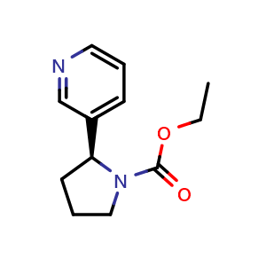 Chemical structure of ethyl (S)-2-(pyridin-3-yl)pyrrolidine-1-carboxylate , CAS 69730-90-1, AChemBlock S87985
