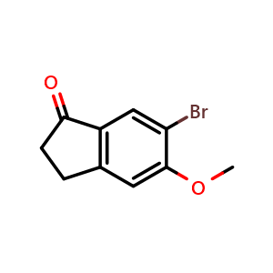 Chemical structure of 6-bromo-5-methoxy-2,3-dihydro-1H-inden-1-one , CAS 723760-76-7, AChemBlock S87990