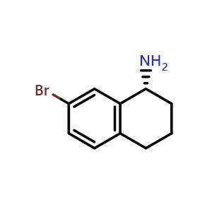 Chemical structure of (R)-7-bromo-1,2,3,4-tetrahydronaphthalen-1-amine , CAS 794507-89-4, AChemBlock S88004