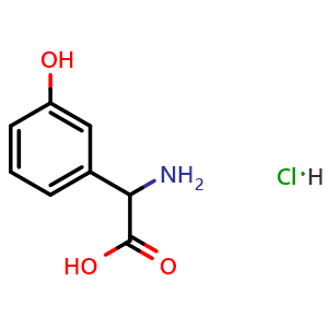 Chemical structure of 2-amino-2-(3-hydroxyphenyl)acetic acid hydrochloride , CAS 81017-73-4, AChemBlock S88007