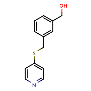 Chemical structure of (3-((Pyridin-4-ylthio)methyl)phenyl)methanol , CAS 811801-40-8, AChemBlock S88008