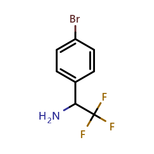 Chemical structure of 1-(4-bromophenyl)-2,2,2-trifluoroethan-1-amine , CAS 843608-46-8, AChemBlock S88021