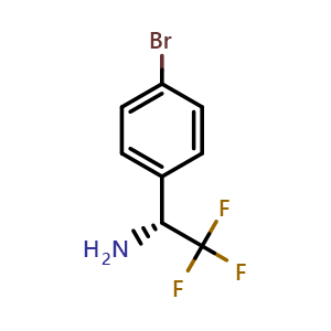 Chemical structure of (R)-1-(4-bromophenyl)-2,2,2-trifluoroethan-1-amine , CAS 843608-53-7, AChemBlock S88022