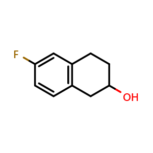 Chemical structure of 6-fluoro-1,2,3,4-tetrahydronaphthalen-2-ol , CAS 85072-31-7, AChemBlock S88029