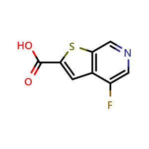 Chemical structure of 4-fluorothieno[2,3-c]pyridine-2-carboxylic acid , CAS 870235-46-4, AChemBlock S88046