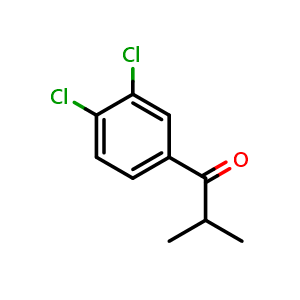 Chemical structure of 1-(3,4-dichlorophenyl)-2-methylpropan-1-one , CAS 875916-50-0, AChemBlock S88052