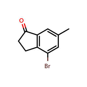 Chemical structure of 4-bromo-6-methyl-2,3-dihydro-1H-inden-1-one , CAS 876-91-5, AChemBlock S88053