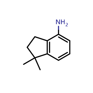 Chemical structure of 1,1-dimethyl-2,3-dihydro-1H-inden-4-amine , CAS 88297-77-2, AChemBlock S88058