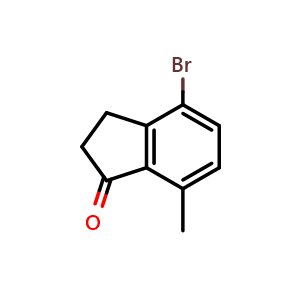 Chemical structure of 4-bromo-7-methyl-2,3-dihydro-1H-inden-1-one , CAS 90772-52-4, AChemBlock S88079