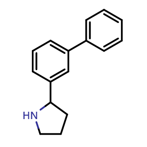 Chemical structure of 2-([1,1'-Biphenyl]-3-yl)pyrrolidine , CAS 914299-84-6, AChemBlock S88088