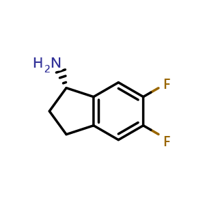 Chemical structure of (S)-5,6-difluoro-2,3-dihydro-1H-inden-1-amine , CAS 916214-29-4, AChemBlock S88094
