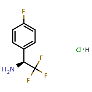 Chemical structure of (S)-2,2,2-trifluoro-1-(4-fluorophenyl)ethan-1-amine hydrochloride , CAS 929642-58-0, AChemBlock S88103