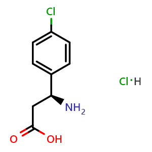 Chemical structure of (S)-3-amino-3-(4-chlorophenyl)propanoic acid hydrochloride , CAS 930769-55-4, AChemBlock S88104