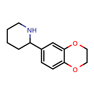 Chemical structure of 2-(2,3-dihydrobenzo[b][1,4]dioxin-6-yl)piperidine , CAS 96650-93-0, AChemBlock S88123