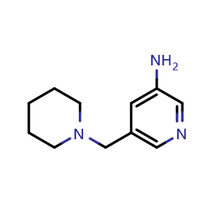 Chemical structure of 5-(piperidin-1-ylmethyl)pyridin-3-amine , CAS 1083181-74-1, AChemBlock S88142