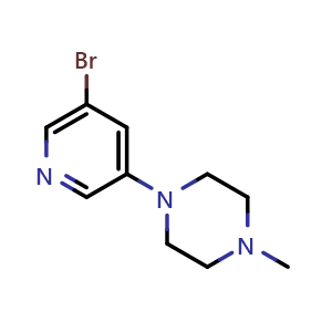 Chemical structure of 1-(5-bromopyridin-3-yl)-4-methylpiperazine , CAS 1130759-48-6, AChemBlock S88147