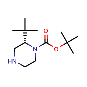 Chemical structure of tert-butyl (S)-2-(tert-butyl)piperazine-1-carboxylate , CAS 1263316-22-8, AChemBlock S88177