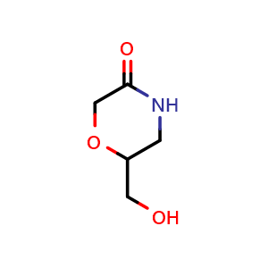 Chemical structure of 6-(hydroxymethyl)morpholin-3-one , CAS 929019-95-4, AChemBlock S88249