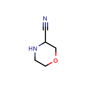 Chemical structure of morpholine-3-carbonitrile , CAS 97039-63-9, AChemBlock S88255