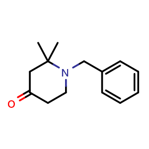 Chemical structure of 1-benzyl-2,2-dimethylpiperidin-4-one , CAS 117623-46-8, AChemBlock S88272