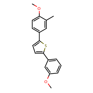 Chemical structure of 2-(4-methoxy-3-methylphenyl)-5-(3-methoxyphenyl)thiophene , CAS 1193525-42-6, AChemBlock S88281