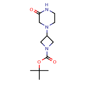 Chemical structure of tert-butyl 3-(3-oxopiperazin-1-yl)azetidine-1-carboxylate , CAS 1257293-71-2, AChemBlock S88292