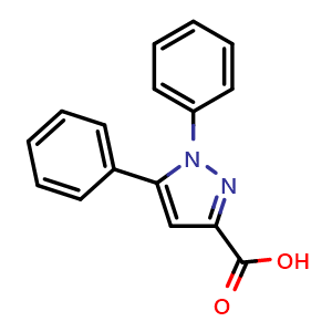 Chemical structure of 1,5-diphenyl-1H-pyrazole-3-carboxylic acid , CAS 13599-22-9, AChemBlock S88305
