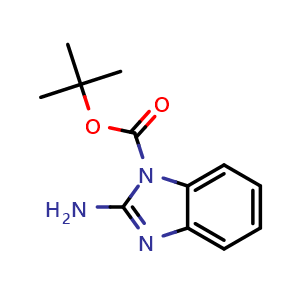Chemical structure of tert-butyl 2-amino-1H-benzo[d]imidazole-1-carboxylate , CAS 1383133-23-0, AChemBlock S88309