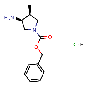 Chemical structure of benzyl (3S,4S)-3-amino-4-methylpyrrolidine-1-carboxylate hydrochloride , CAS 2703746-17-0, AChemBlock S88313