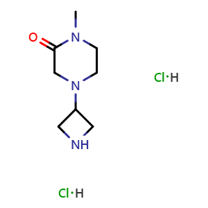 Chemical structure of 4-(azetidin-3-yl)-1-methylpiperazin-2-one dihydrochloride , CAS 1403766-76-6, AChemBlock S88315