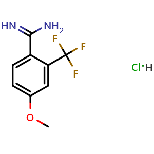 Chemical structure of 4-methoxy-2-(trifluoromethyl)benzimidamide hydrochloride , CAS 1408058-12-7, AChemBlock S88317