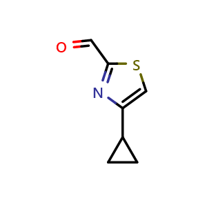 Chemical structure of 4-cyclopropylthiazole-2-carbaldehyde , CAS 211942-97-1, AChemBlock S88364