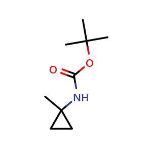 Chemical structure of tert-butyl (1-methylcyclopropyl)carbamate , CAS 251661-01-5, AChemBlock S88379