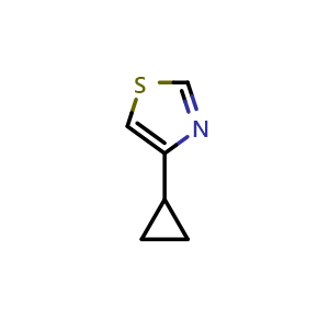Chemical structure of 4-cyclopropylthiazole , CAS 433217-34-6, AChemBlock S88406