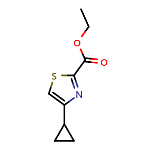 Chemical structure of ethyl 4-cyclopropylthiazole-2-carboxylate , CAS 439692-05-4, AChemBlock S88407