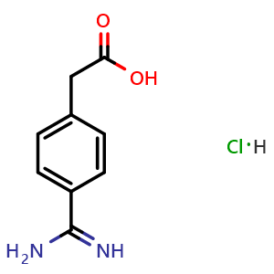 Chemical structure of 2-(4-carbamimidoylphenyl)acetic acid hydrochloride , CAS 52798-09-1, AChemBlock S88417