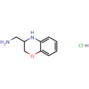 Chemical structure of (3,4-dihydro-2H-benzo[b][1,4]oxazin-3-yl)methanamine hydrochloride , CAS 54252-56-1, AChemBlock S88426