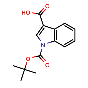 Chemical structure of 1-(tert-butoxycarbonyl)-1H-indole-3-carboxylic acid , CAS 675606-20-9, AChemBlock S88440