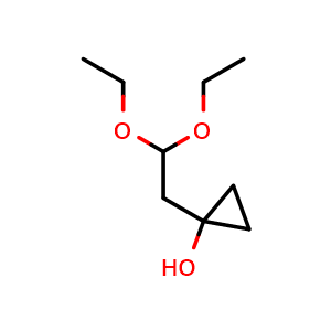 Chemical structure of 1-(2,2-diethoxyethyl)cyclopropan-1-ol , CAS 832142-17-3, AChemBlock S88451