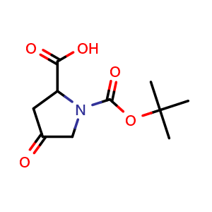 Chemical structure of 1-(tert-butoxycarbonyl)-4-oxopyrrolidine-2-carboxylic acid , CAS 876317-19-0, AChemBlock S88459