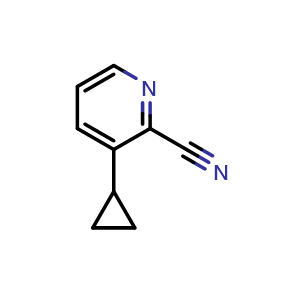 Chemical structure of 3-cyclopropylpicolinonitrile , CAS 878805-22-2, AChemBlock S88460